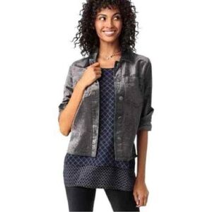 CAbi Tuesday Topper Charcoal Iron Gray Velvet Jacket